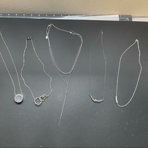 Short silver necklace bundle